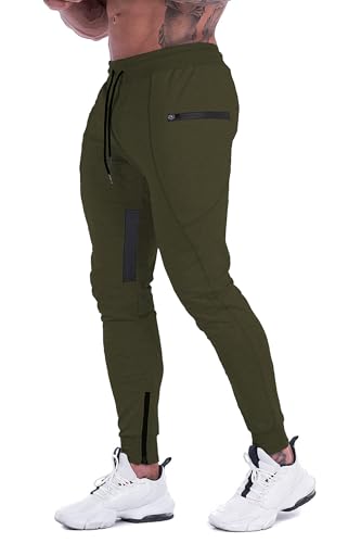 FIRSTGYM Mens Joggers Sweatpants Slim Fit Workout Training Thigh Mesh Gym Jogger Pants with Zipper Pockets