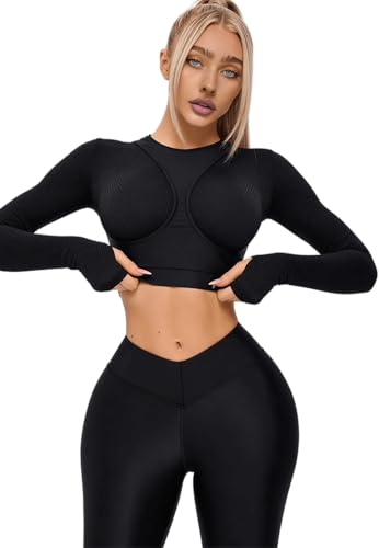 Bona Fide Workout Tops for Women - Short/Long Sleeve Compression Shirt - Breathable Tight Crop Top for Gym, Running, Yoga