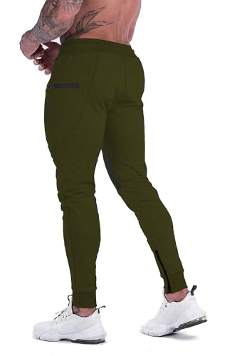 FIRSTGYM Mens Joggers Sweatpants Slim Fit Workout Training Thigh Mesh Gym Jogger Pants with Zipper Pockets