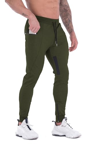 FIRSTGYM Mens Joggers Sweatpants Slim Fit Workout Training Thigh Mesh Gym Jogger Pants with Zipper Pockets