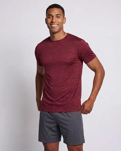 Real Essentials 5 Pack: Men's Dry-Fit Short Sleeve Crew Neck T Shirts Fitness Running Gym Workout Cool Exercise Athletic Tee