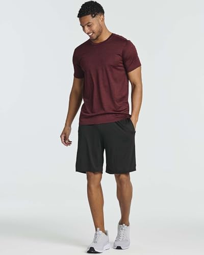 Real Essentials 5 Pack: Men's Dry-Fit Short Sleeve Crew Neck T Shirts Fitness Running Gym Workout Cool Exercise Athletic Tee