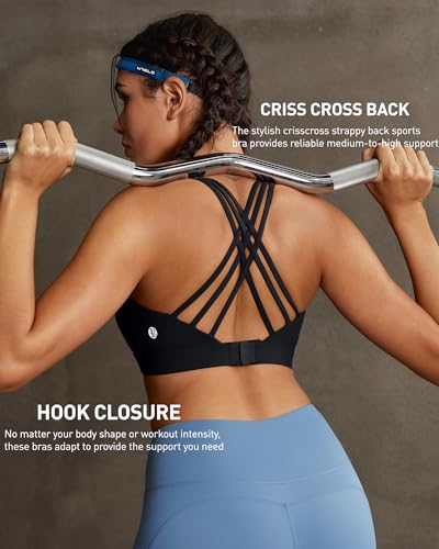 RUNNING GIRL Sports Bras for Women,Crisscross Back High Impact Sports Bra with Hook Closure Workout Supportive Bra