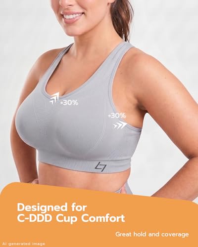 FITTIN Supportive Sports Bra for Large-Bust: 12-Hour Zero-Pressure Comfort - Full Coverage Workout for Plus Size Women