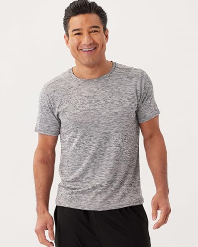 Real Essentials 5 Pack: Men's Dry-Fit Short Sleeve Crew Neck T Shirts Fitness Running Gym Workout Cool Exercise Athletic Tee