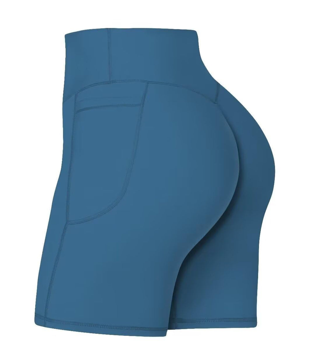 Sunzel No Front Seam Biker Shorts for Women with Pockets, Yoga Workout Gym Bike Shorts with Tummy Control