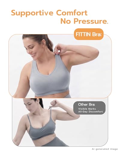 FITTIN Supportive Sports Bra for Large-Bust: 12-Hour Zero-Pressure Comfort - Full Coverage Workout for Plus Size Women