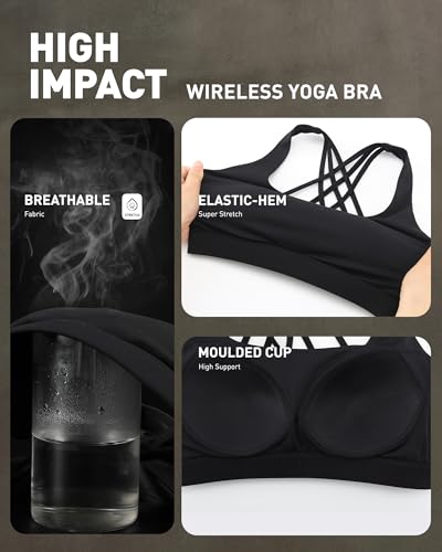 RUNNING GIRL Sports Bras for Women,Crisscross Back High Impact Sports Bra with Hook Closure Workout Supportive Bra