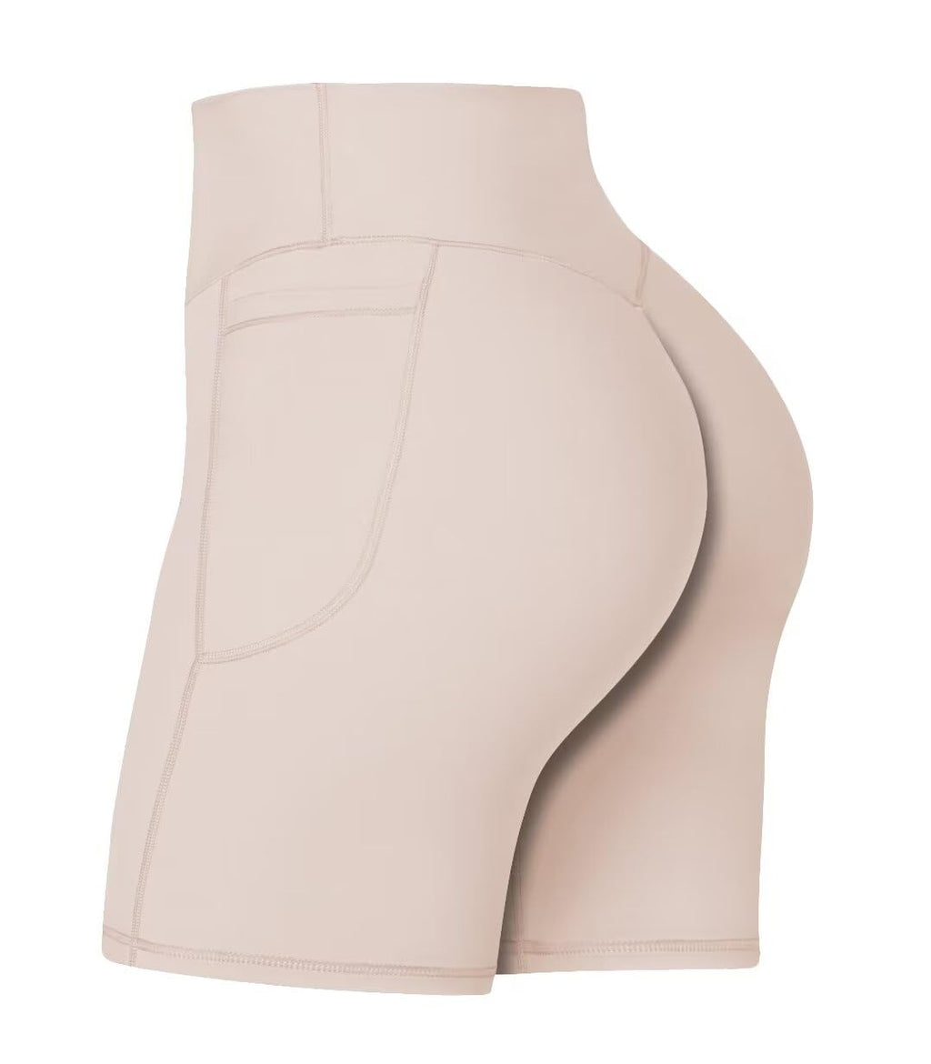 Sunzel No Front Seam Biker Shorts for Women with Pockets, Yoga Workout Gym Bike Shorts with Tummy Control