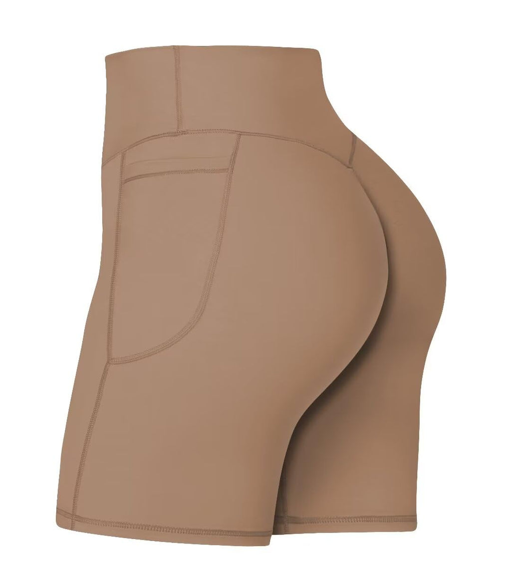 Sunzel No Front Seam Biker Shorts for Women with Pockets, Yoga Workout Gym Bike Shorts with Tummy Control
