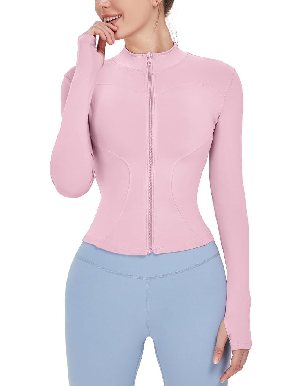 Women's Lightweight Full-Zip Running Jacket with Thumb Holes
