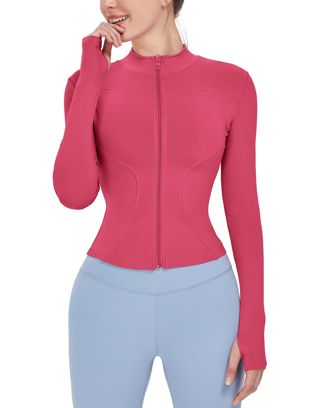 Women's Lightweight Full-Zip Running Jacket with Thumb Holes