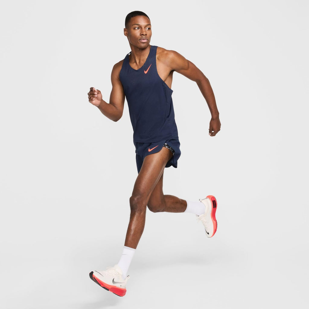 NIKE Aeroswift FN3352-451 Dri-Fit ADV Running Shorts with Lining for Men (4") Obsidian/Bright Crimson, M