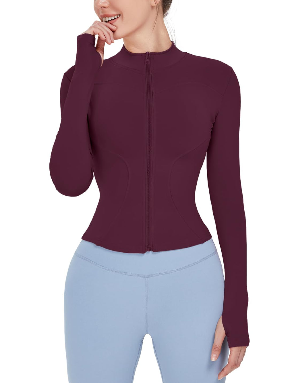 Women's Lightweight Full-Zip Running Jacket with Thumb Holes