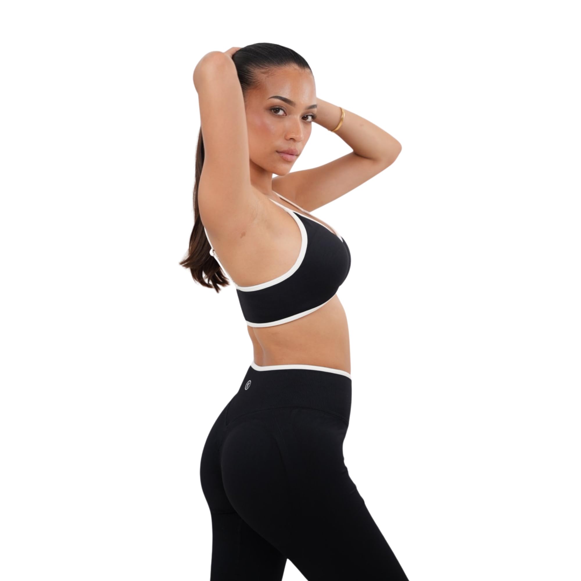 Women's Color Block V-Neck Sports Bra for Yoga, Running & Gym