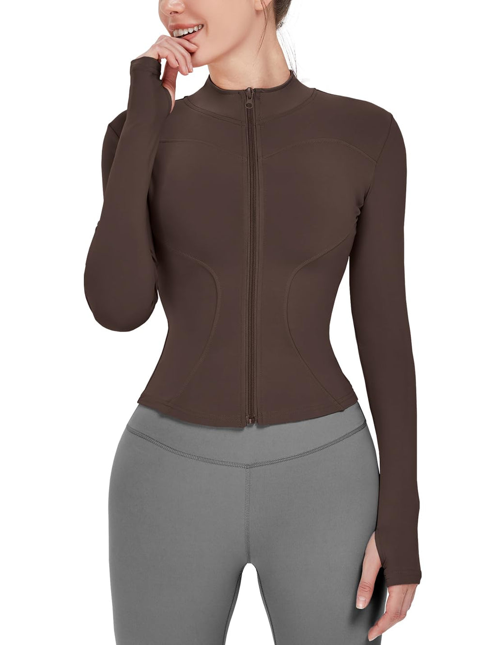 Women's Lightweight Full-Zip Running Jacket with Thumb Holes