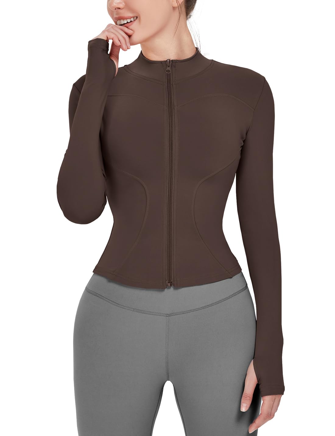 Women's Lightweight Full-Zip Running Jacket with Thumb Holes