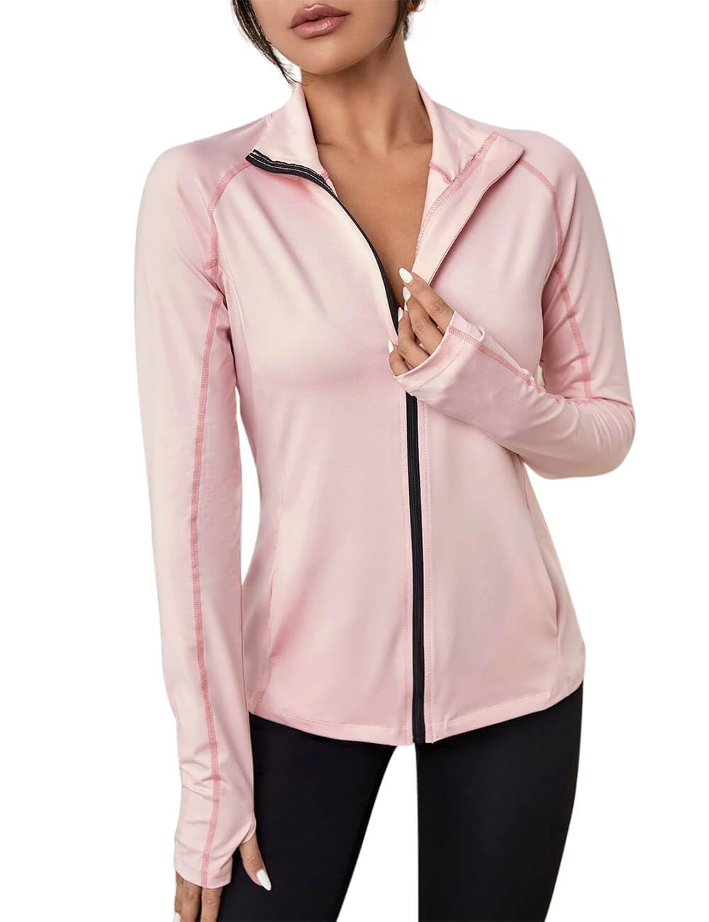 FACDIBY Lightweight Athletic Pullover Jacket for Women Zip Up Long Sleeve Running Shirts