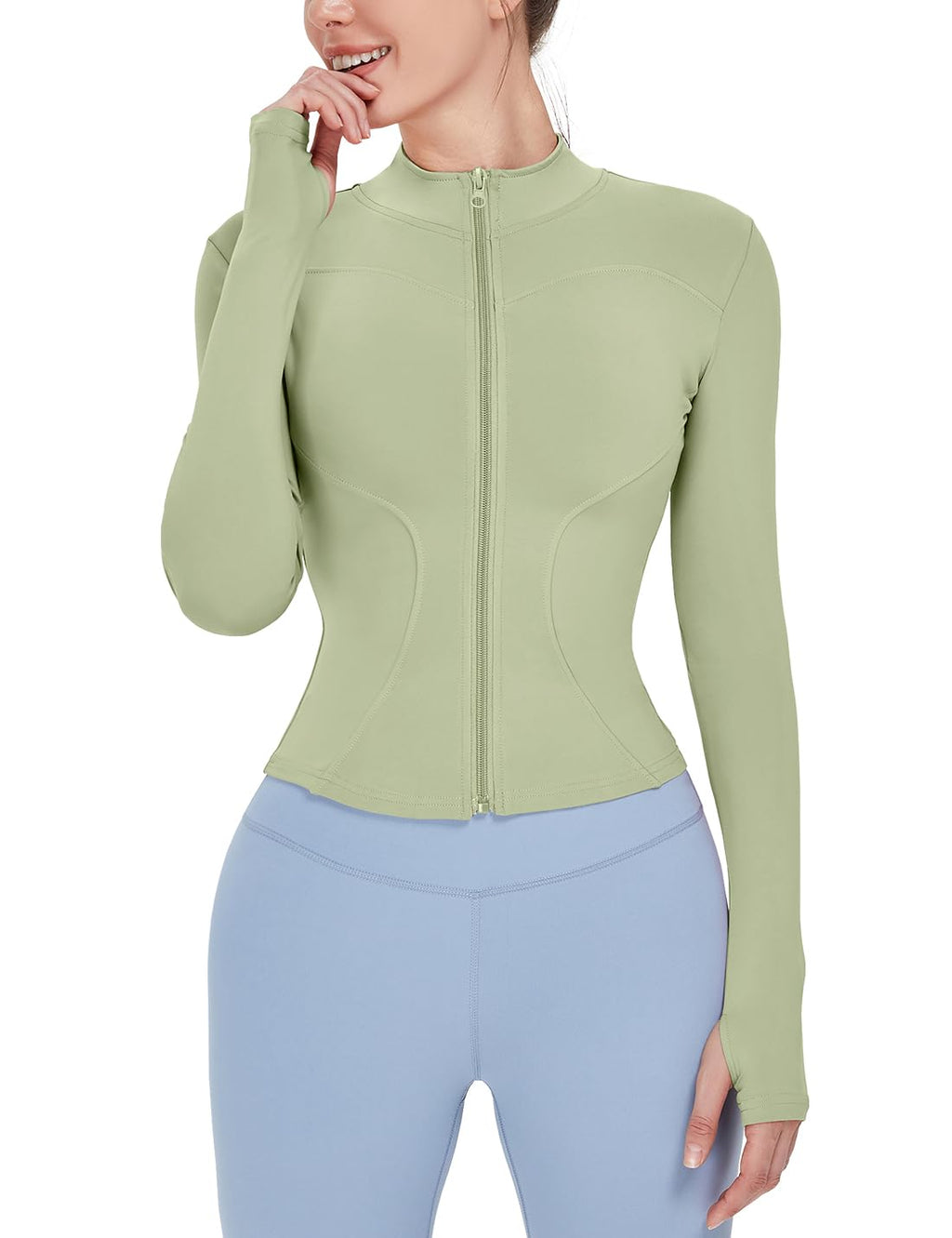 Women's Lightweight Full-Zip Running Jacket with Thumb Holes