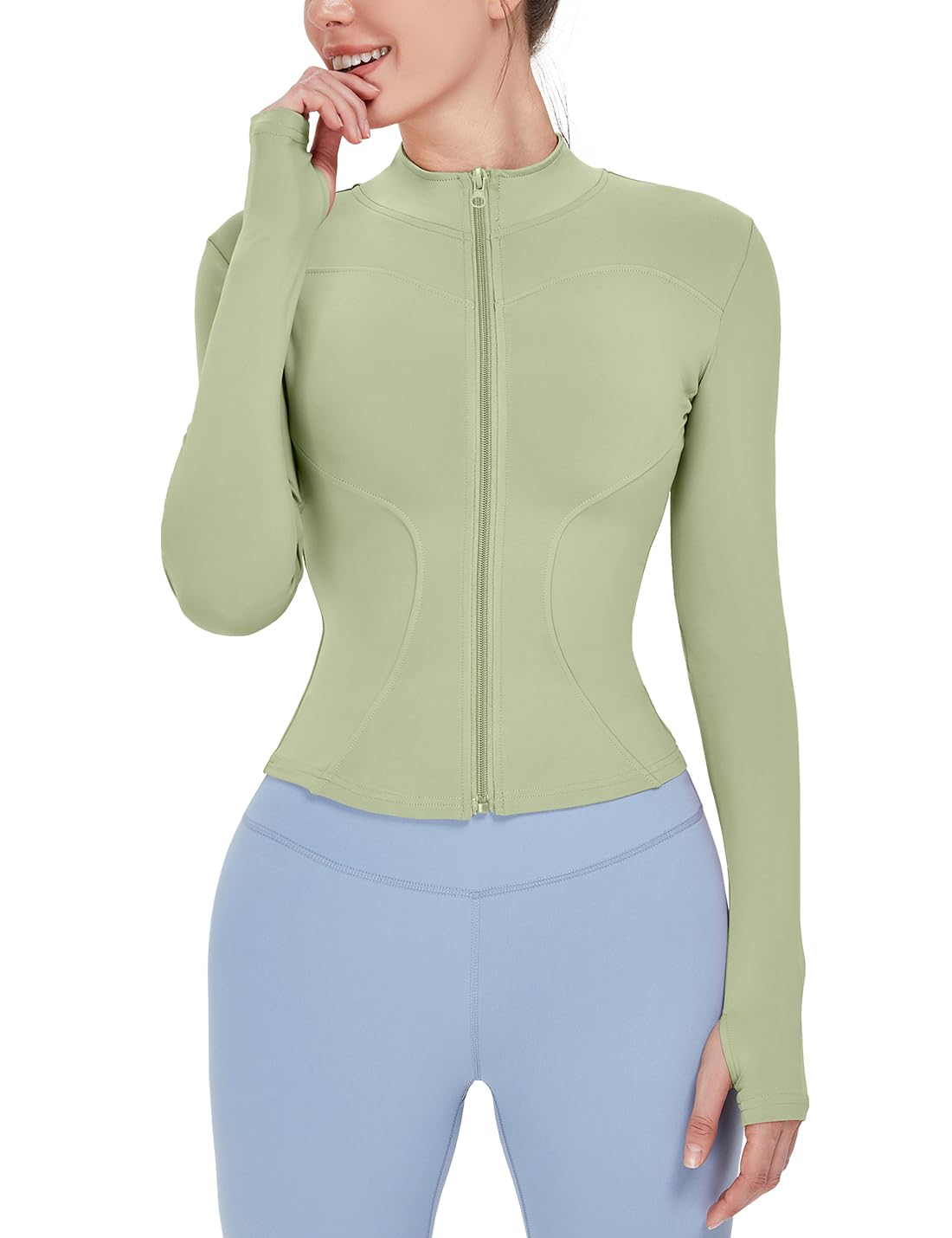 Women's Lightweight Full-Zip Running Jacket with Thumb Holes