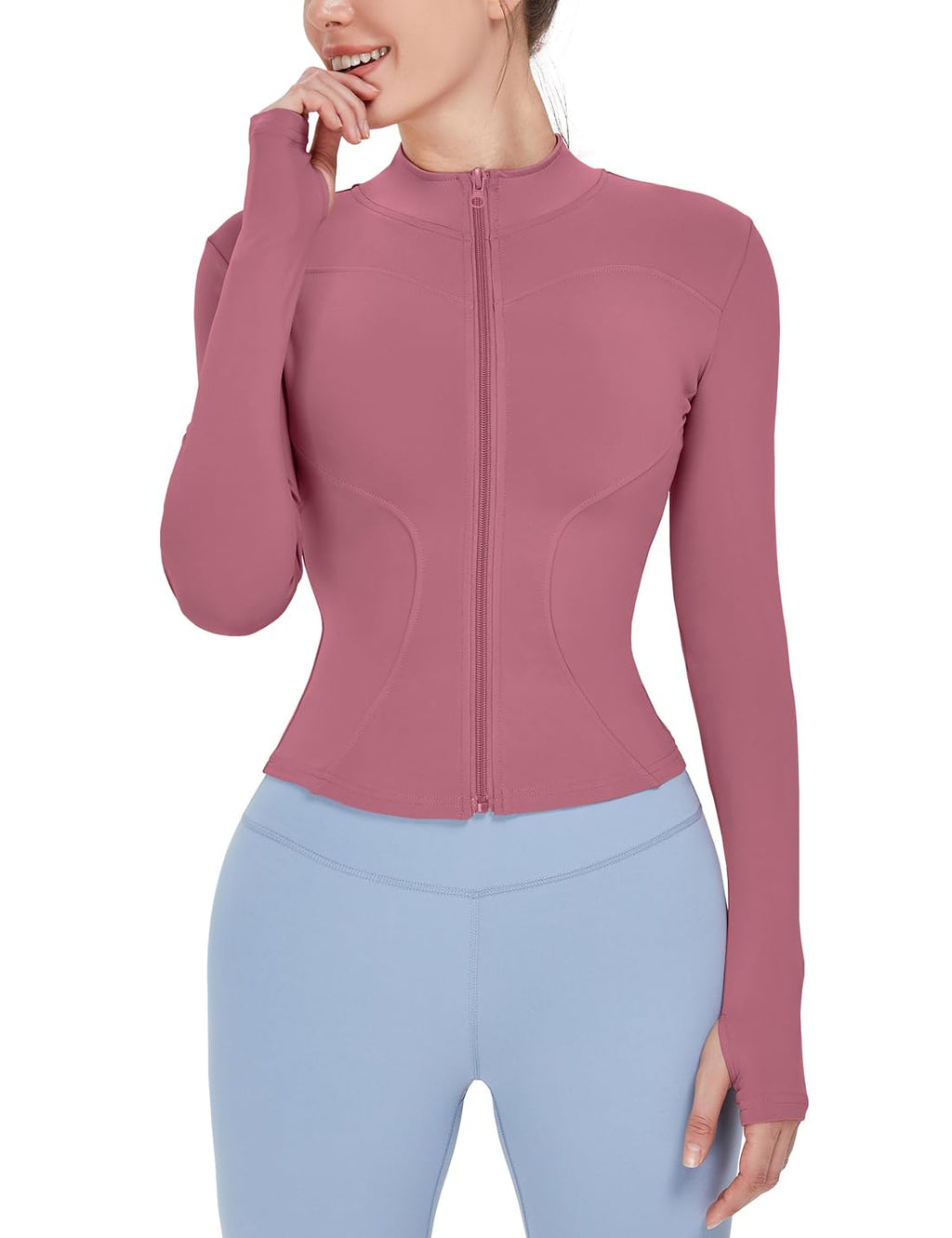 Women's Lightweight Full-Zip Running Jacket with Thumb Holes
