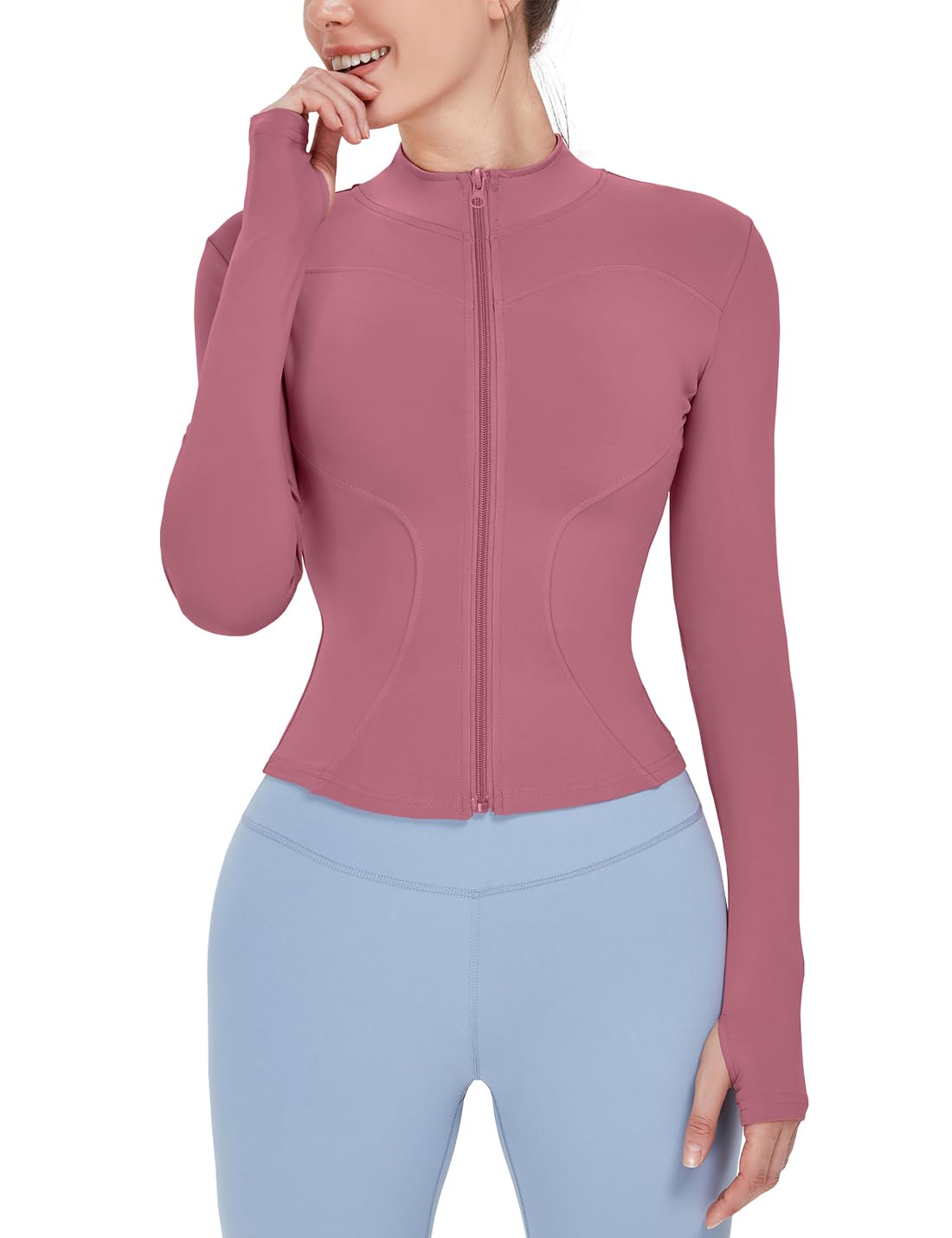 Women's Lightweight Full-Zip Running Jacket with Thumb Holes