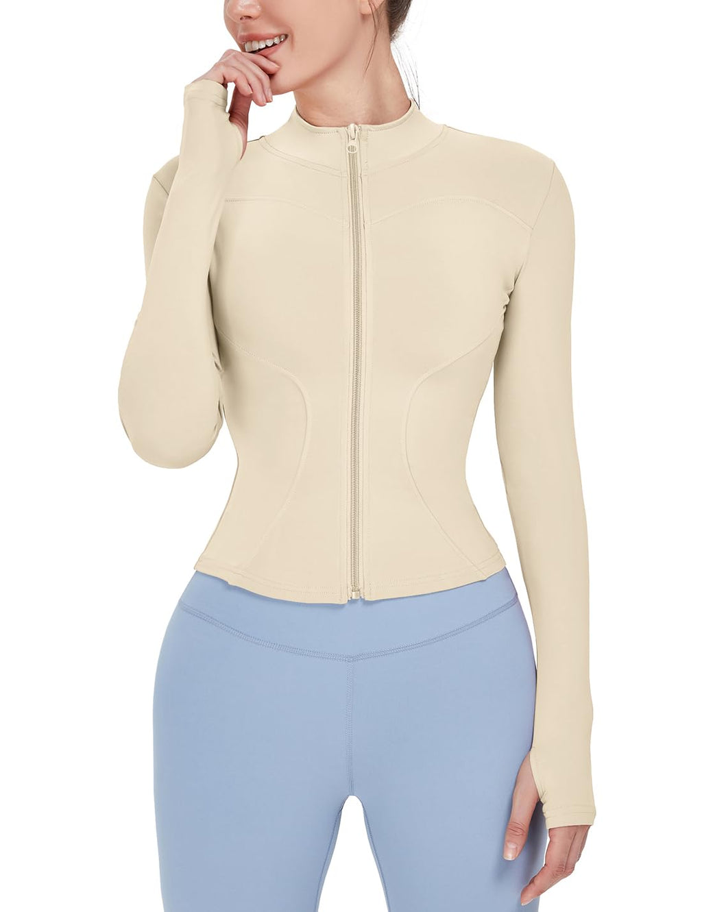 Women's Lightweight Full-Zip Running Jacket with Thumb Holes