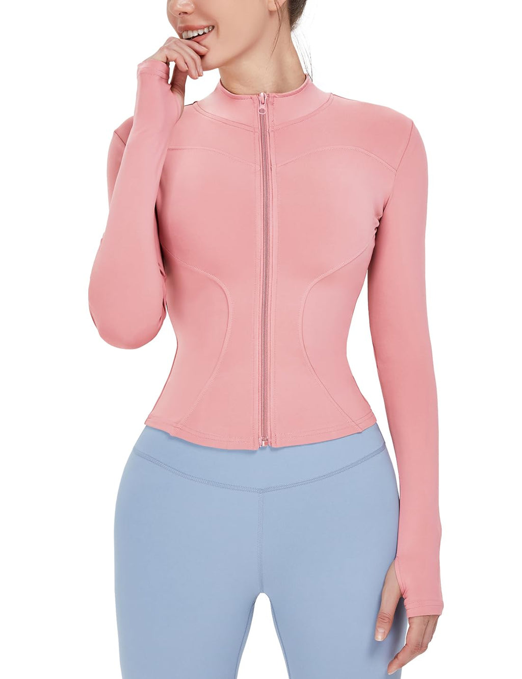 Women's Lightweight Full-Zip Running Jacket with Thumb Holes