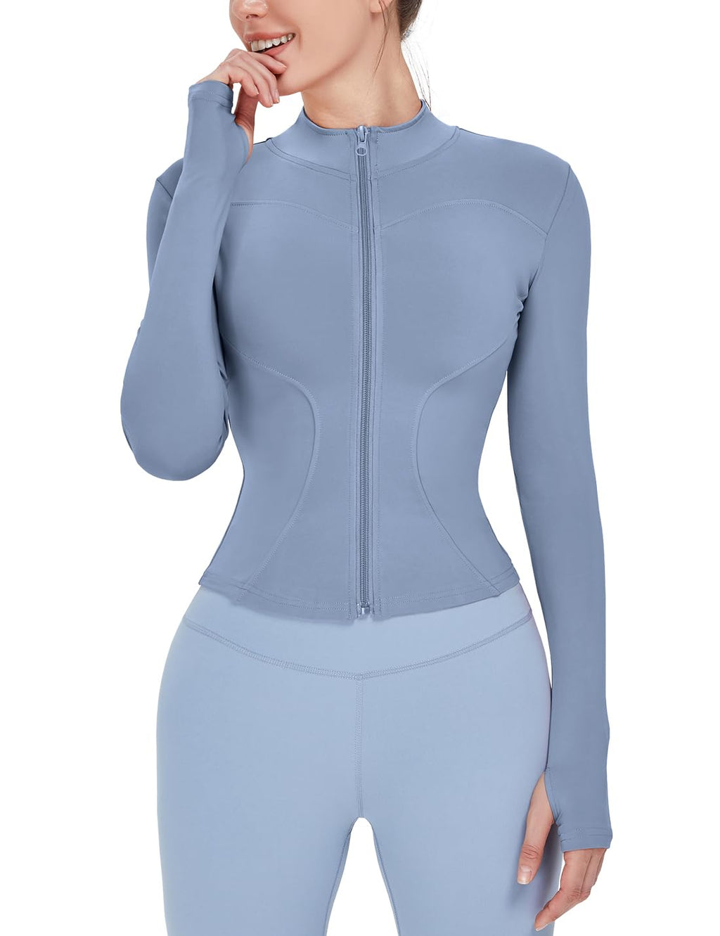 Women's Lightweight Full-Zip Running Jacket with Thumb Holes
