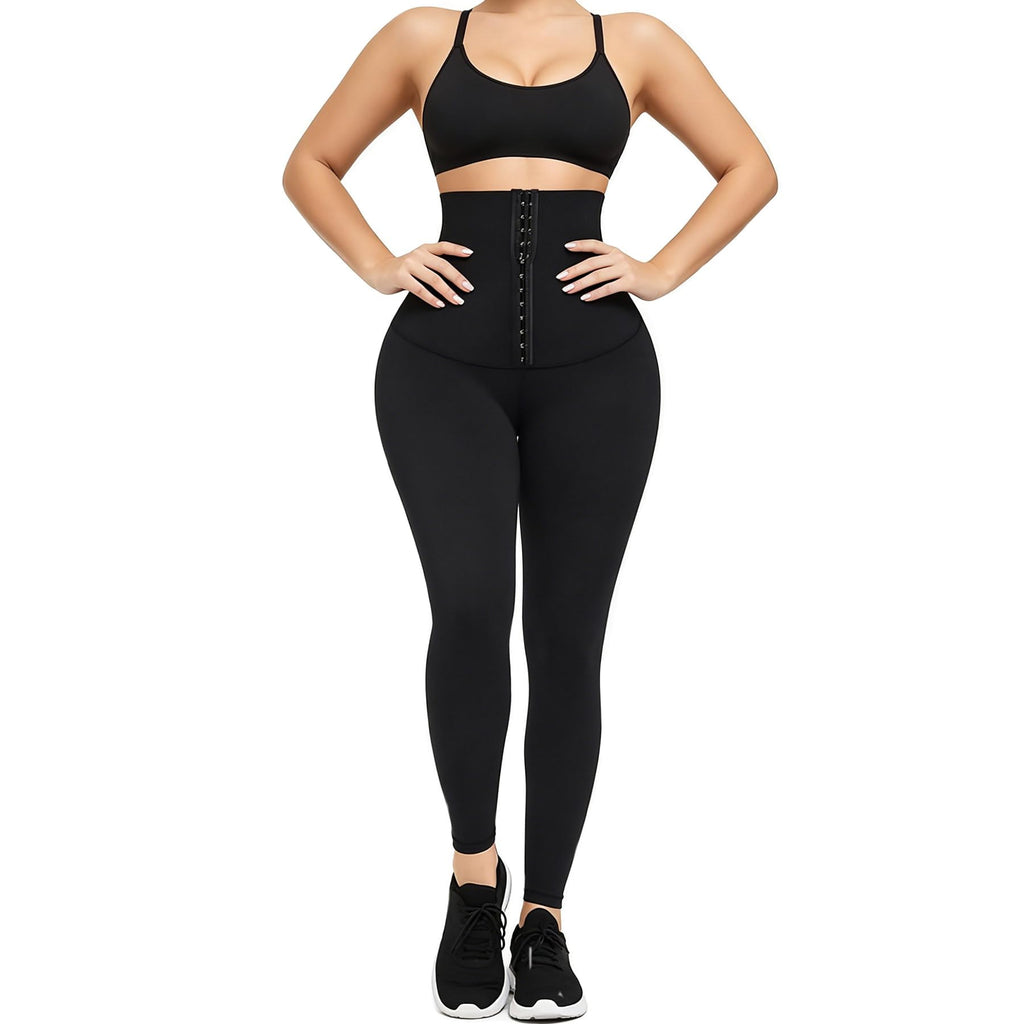 QFE High Waist Tummy Control Yoga Pants Compression Leggings for Women Black Workout Butt Lifting Gym Scrunch Waist Trainer
