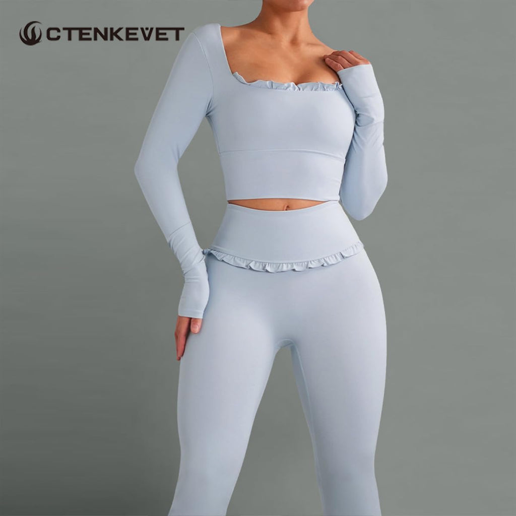 QueenLine 2Pcs Long-Sleeved Quick-Dry Shirt Outdoor Sportswear Two-Piece Suit Set