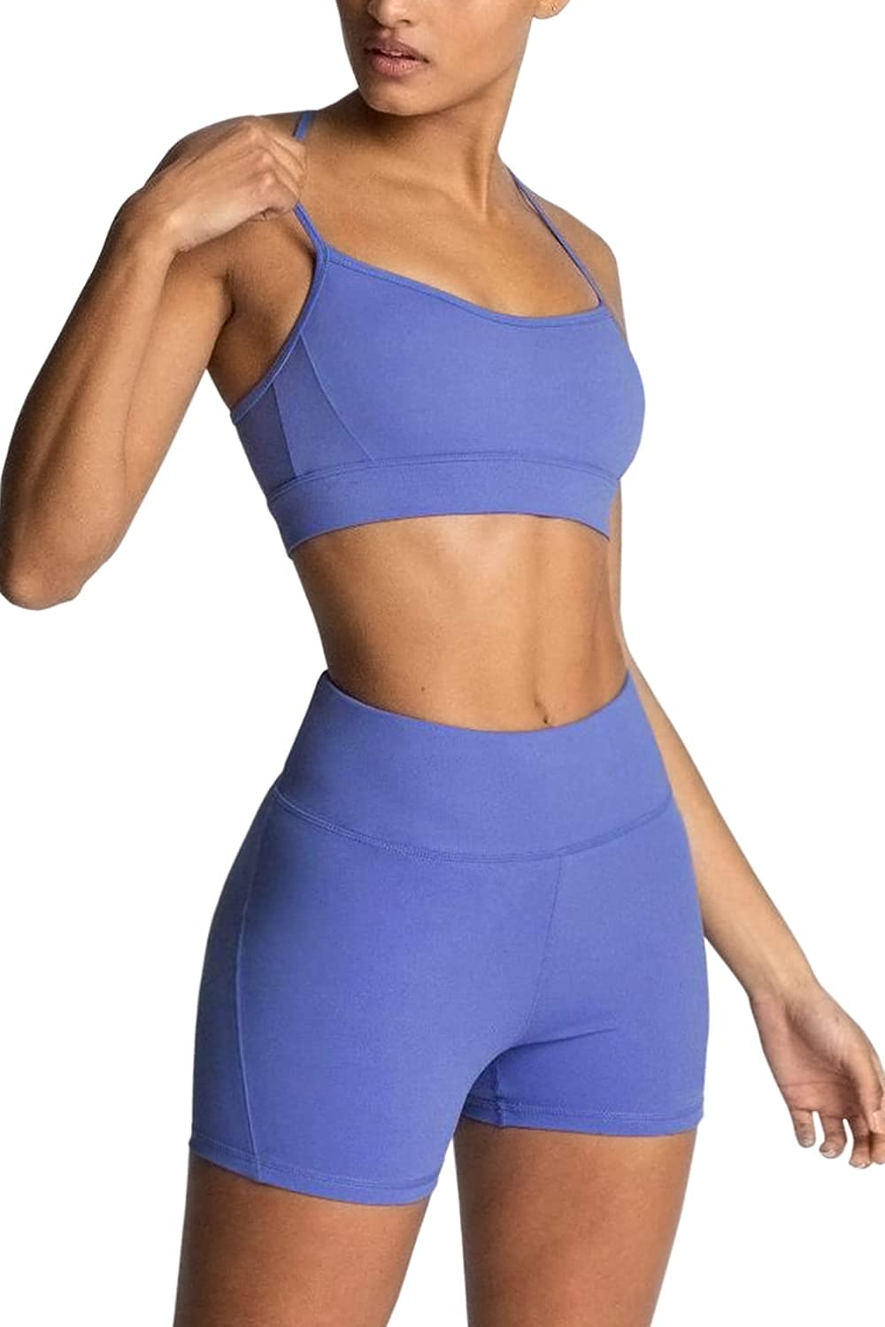Women's 2-Piece Workout Set with Sports Bra & Biker Shorts
