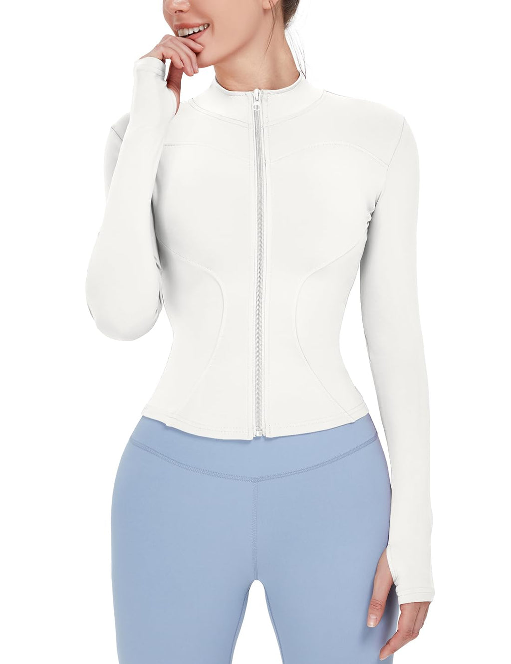 Women's Lightweight Full-Zip Running Jacket with Thumb Holes
