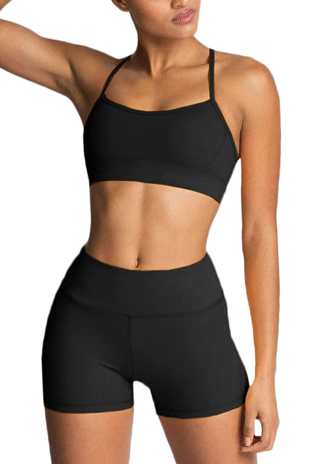 Women's 2-Piece Workout Set with Sports Bra & Biker Shorts