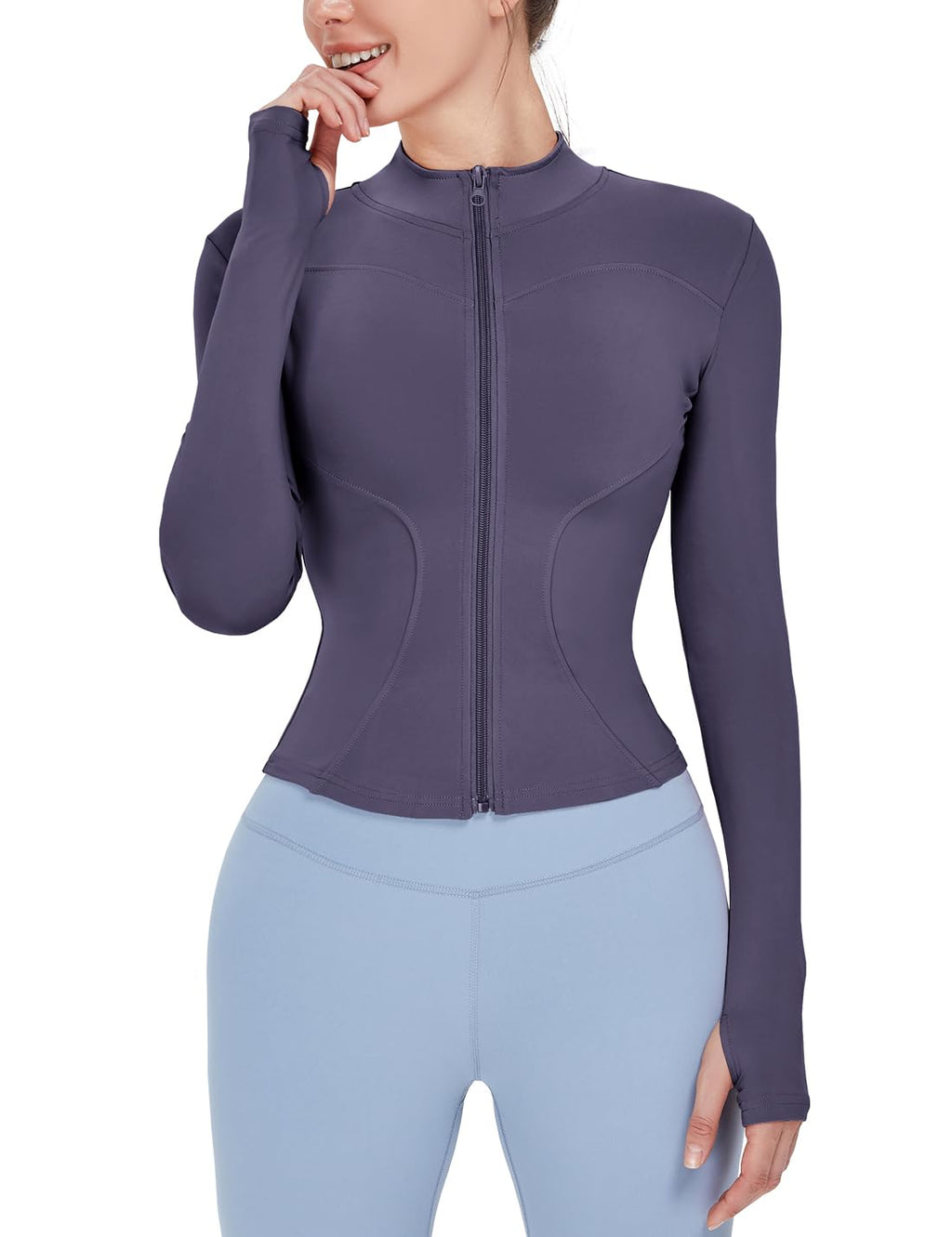 Women's Lightweight Full-Zip Running Jacket with Thumb Holes