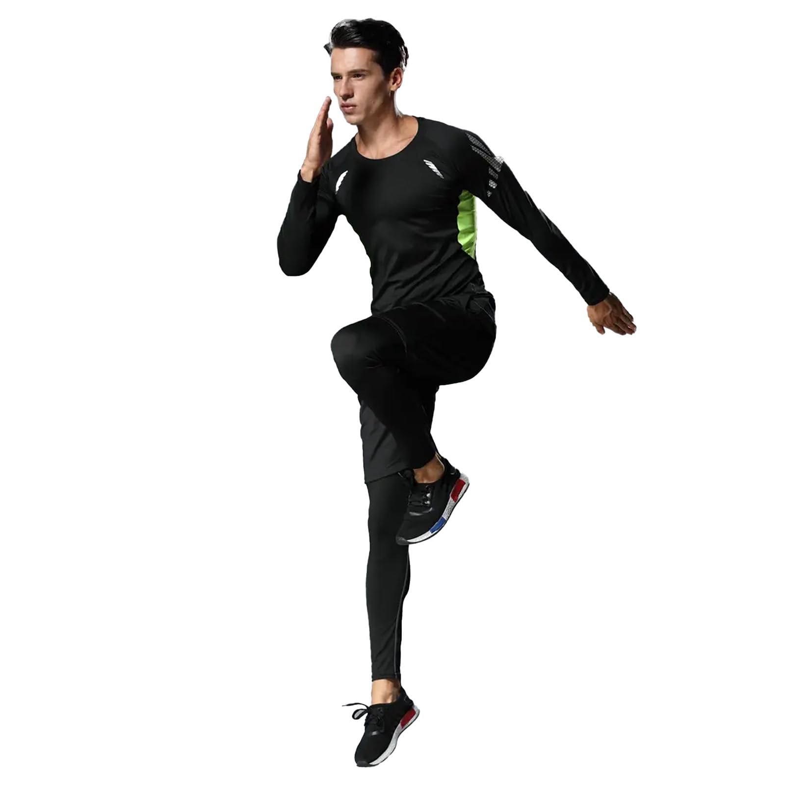 3 PCS Men's Compression Set - Workout Long Sleeve Top & Pants with running Shorts | Moisture-Wicking Gym Bundle