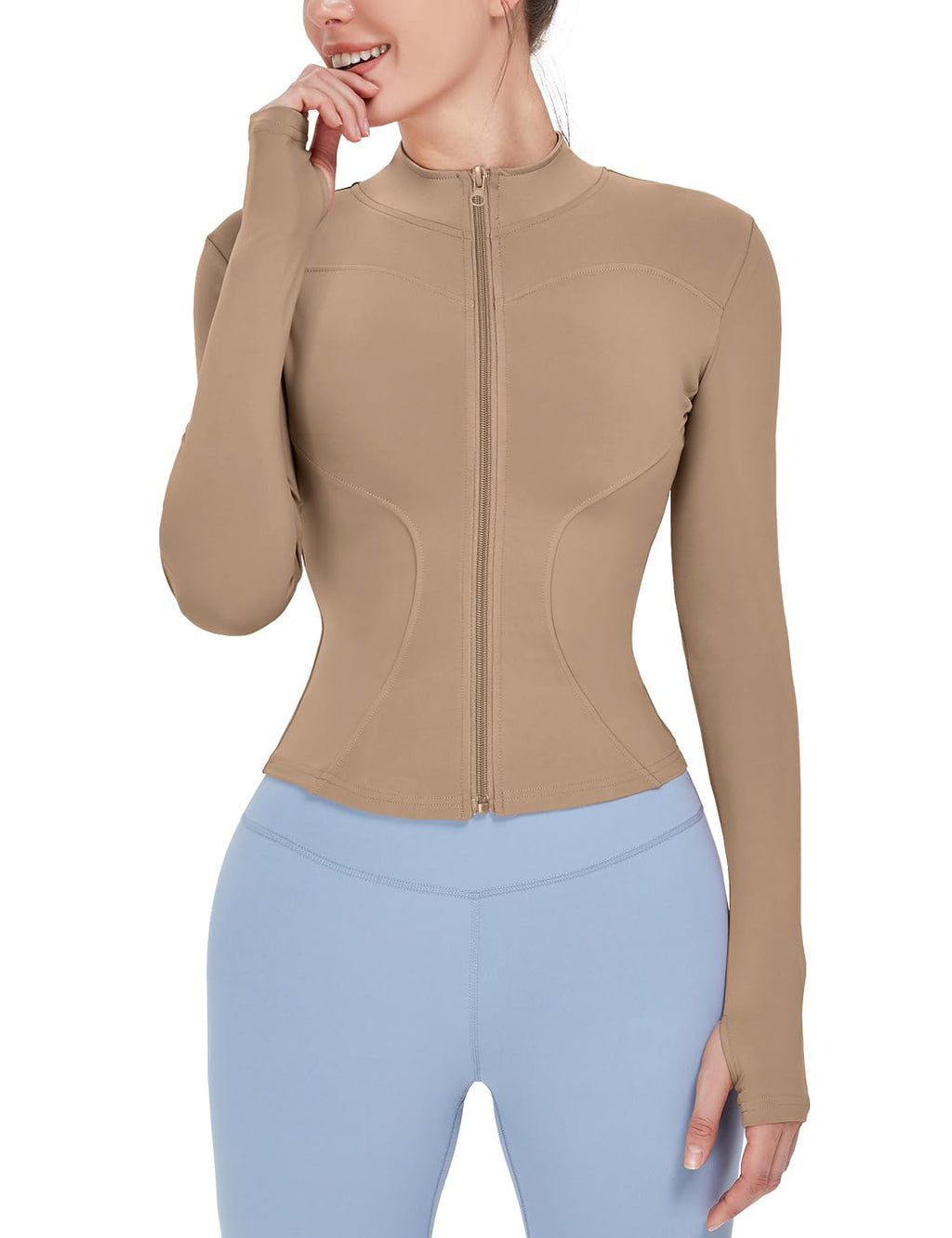 Women's Lightweight Full-Zip Running Jacket with Thumb Holes