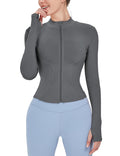 Locachy Women's Lightweight Stretchy Workout Full Zip Running Track Jacket with Thumb Holes