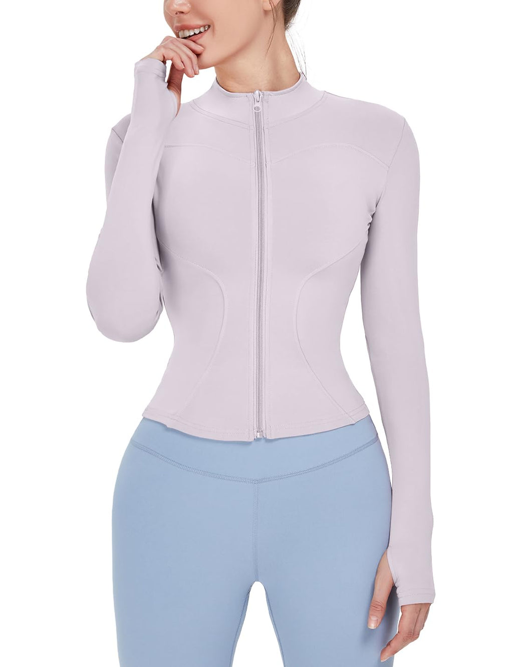 Women's Lightweight Full-Zip Running Jacket with Thumb Holes