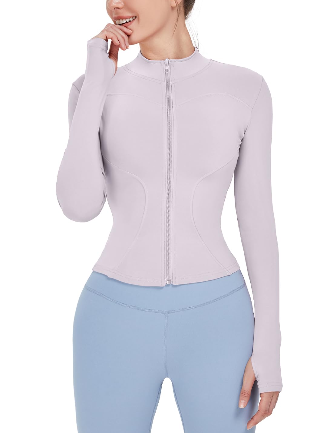 Women's Lightweight Full-Zip Running Jacket with Thumb Holes