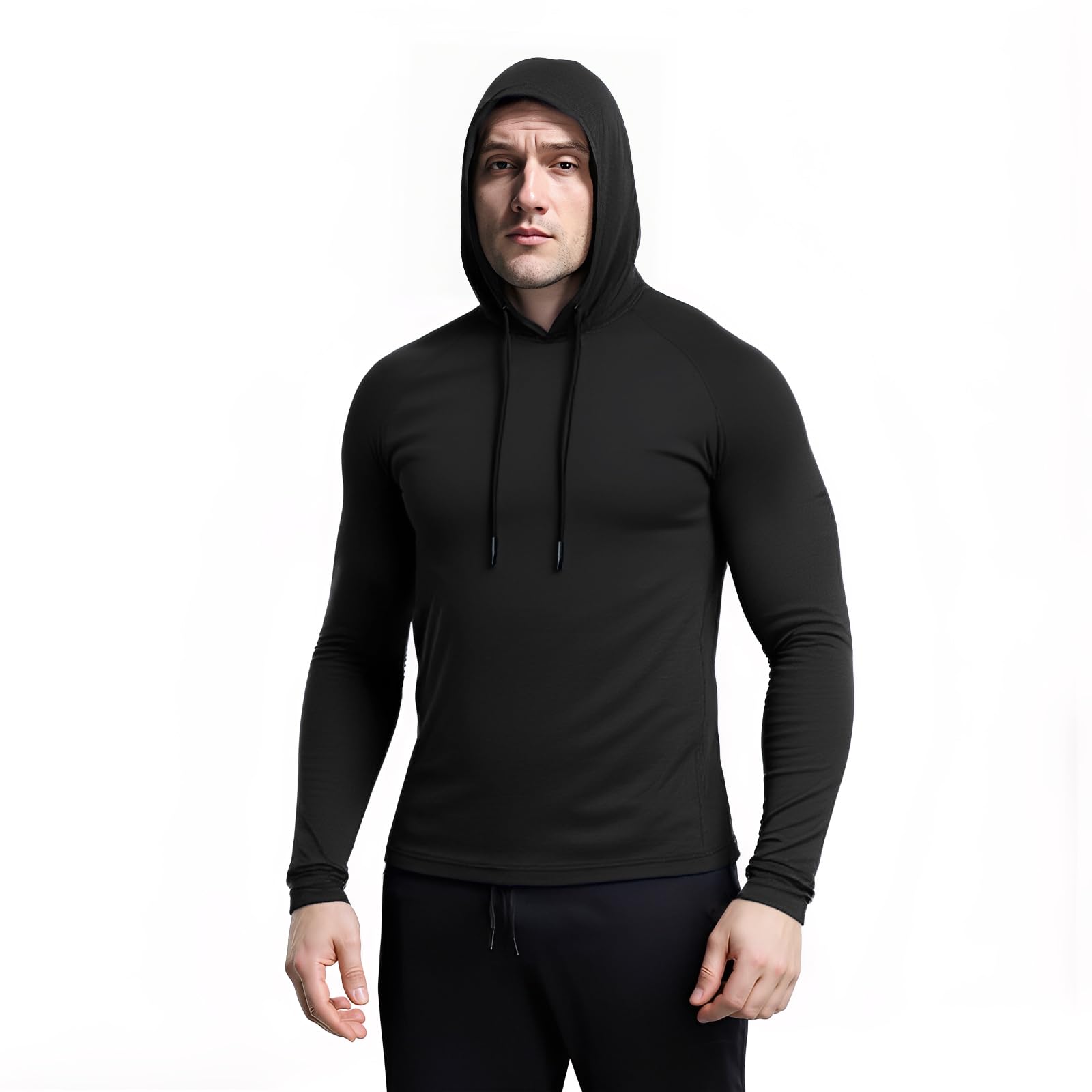 X-thud Mens Quick Dry Hoodies Long Sleeve Workout Athletic Gym Hooded Shirts
