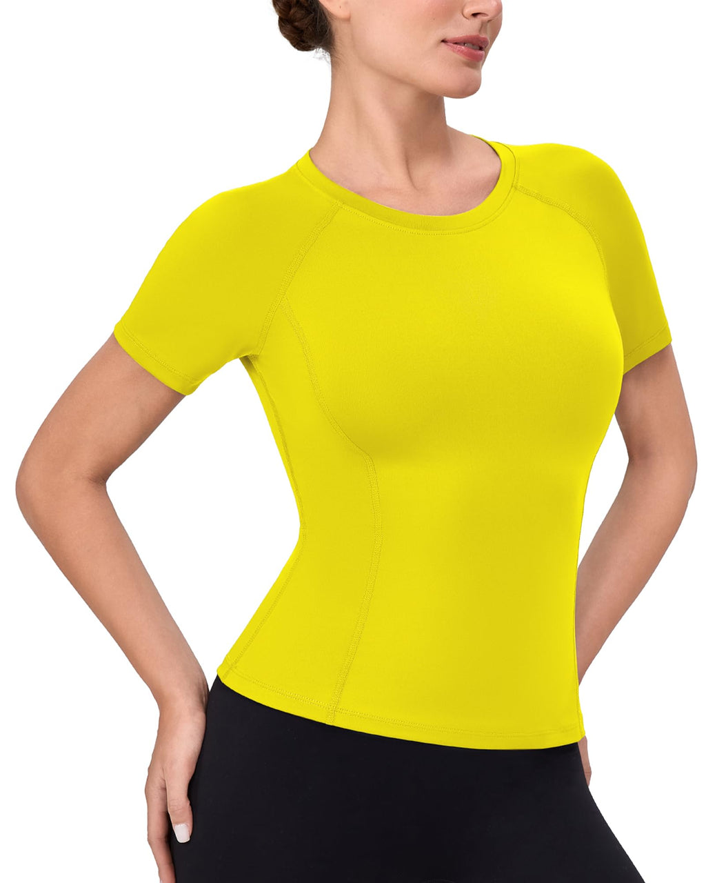 Women's Compression Short Sleeve, Workout Top/Dry Fit Gym Yoga Running Baselayer Shirt