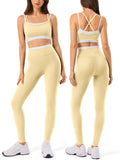 2 Pieces Workout Sets for Women,Seamless Yoga Leggings with Padded Sports Bras,Athletic Matching Outfits,Gym,Casual