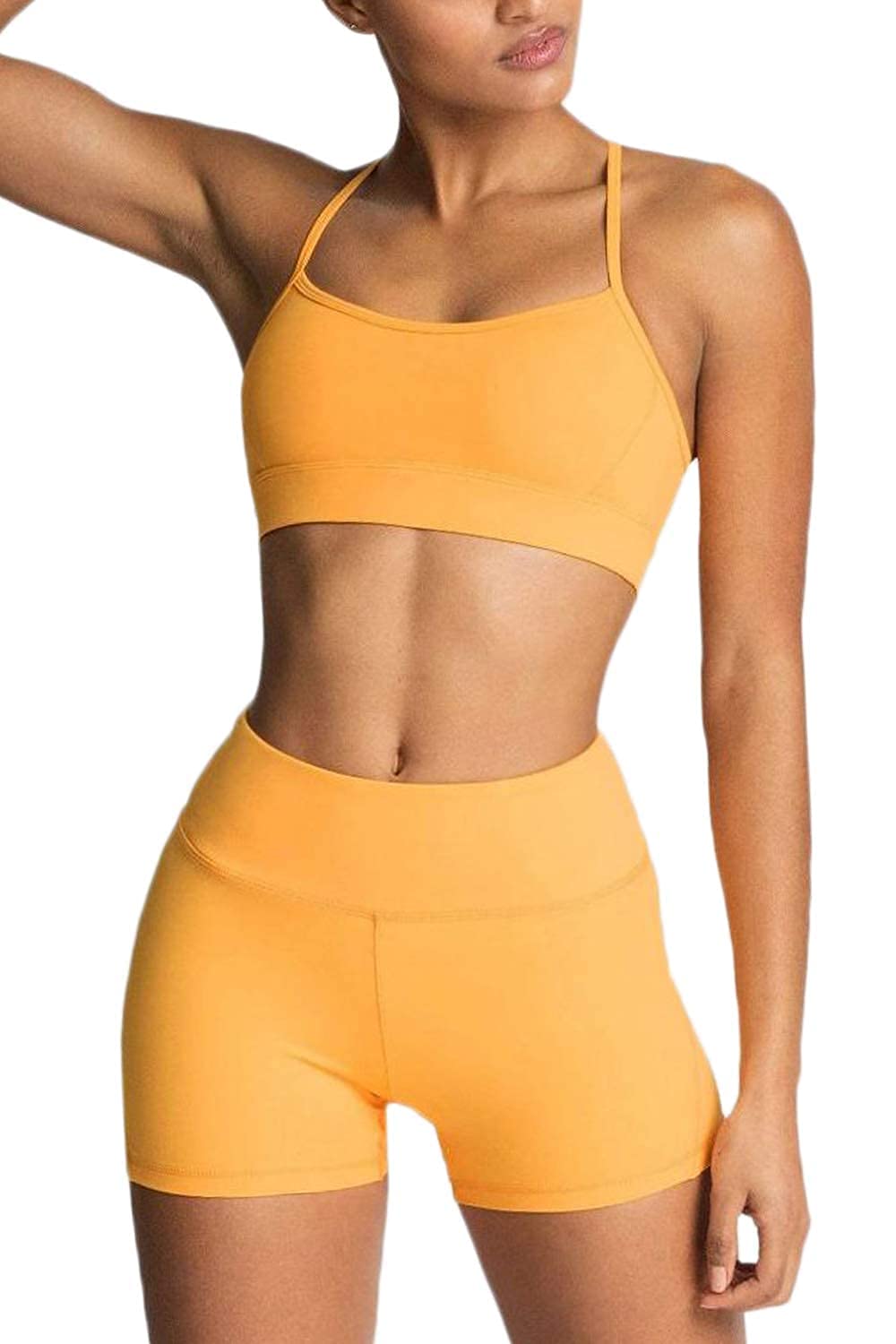 Women's 2-Piece Workout Set with Sports Bra & Biker Shorts