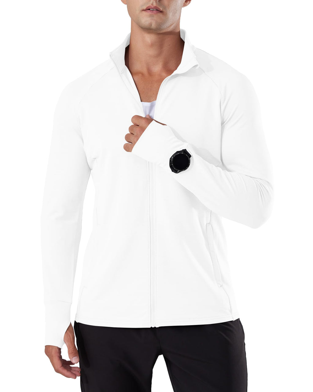 Locachy Men's Lightweight Quick Dry Athletic Jacket Full Zip Stand Collar Running Workout Performance Shirt