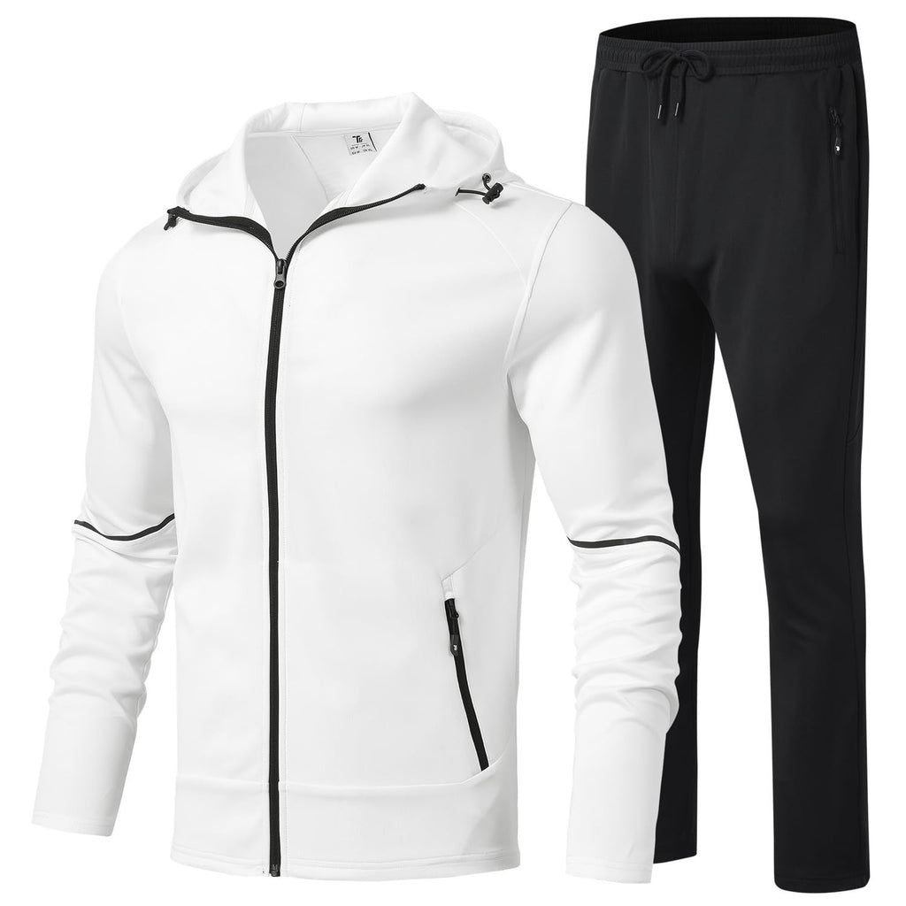Men's Full-Zip Tracksuit Set with Hoodie Jacket & Jogger Pants