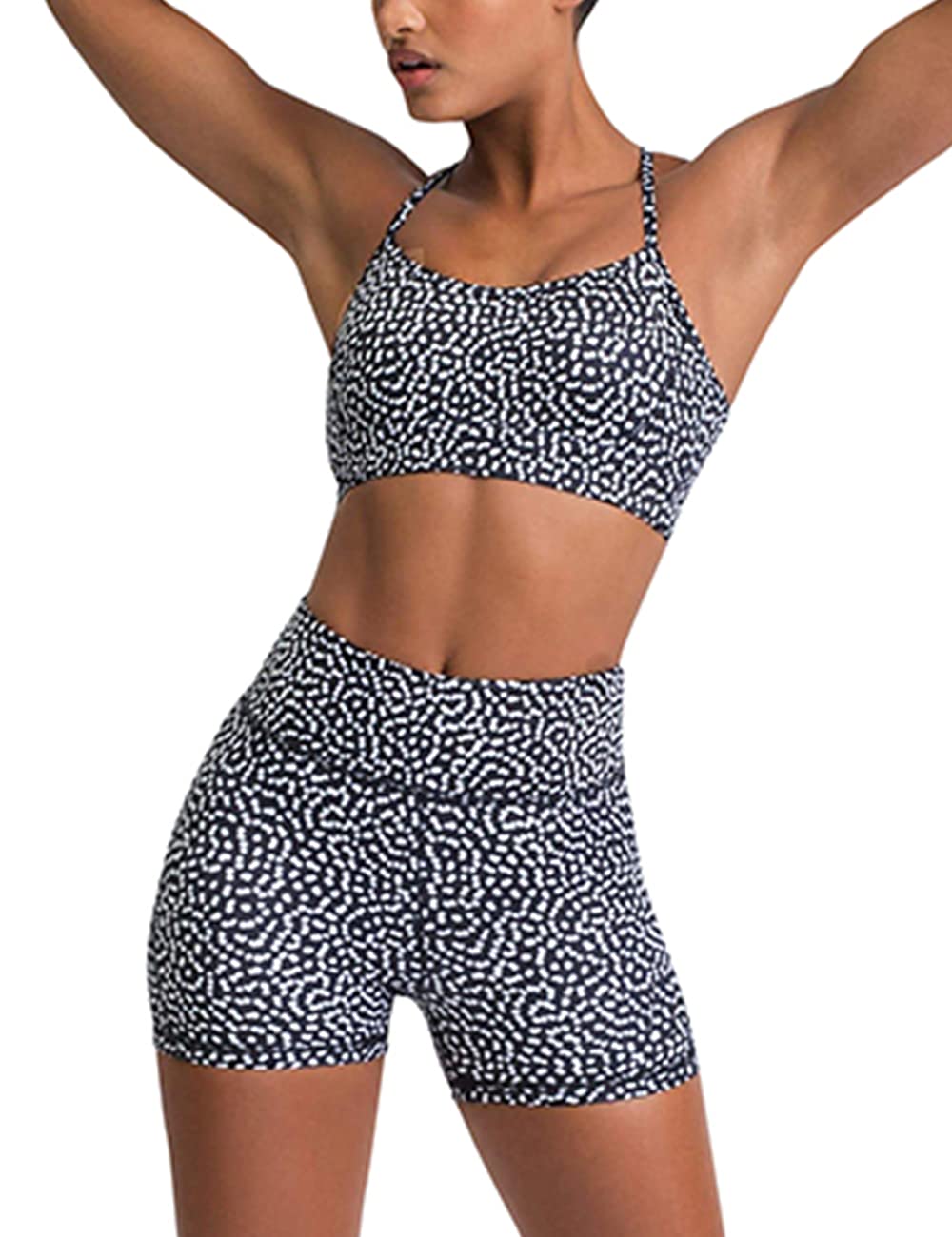 Women's 2-Piece Workout Set with Sports Bra & Biker Shorts