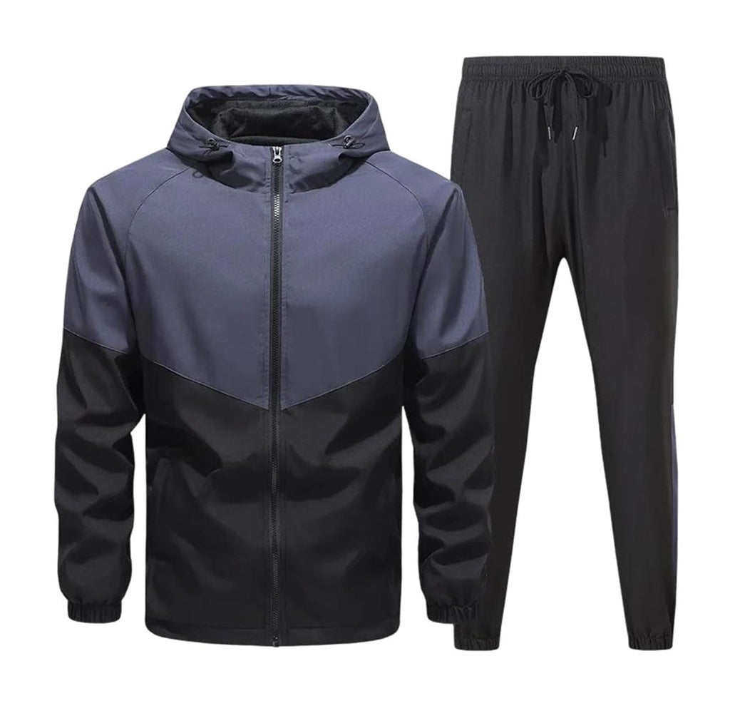 Men's Tracksuit Running Set Athletic Jacket And Jogger Pants Two Piece Workout Training Sportswear Plus Size Fit