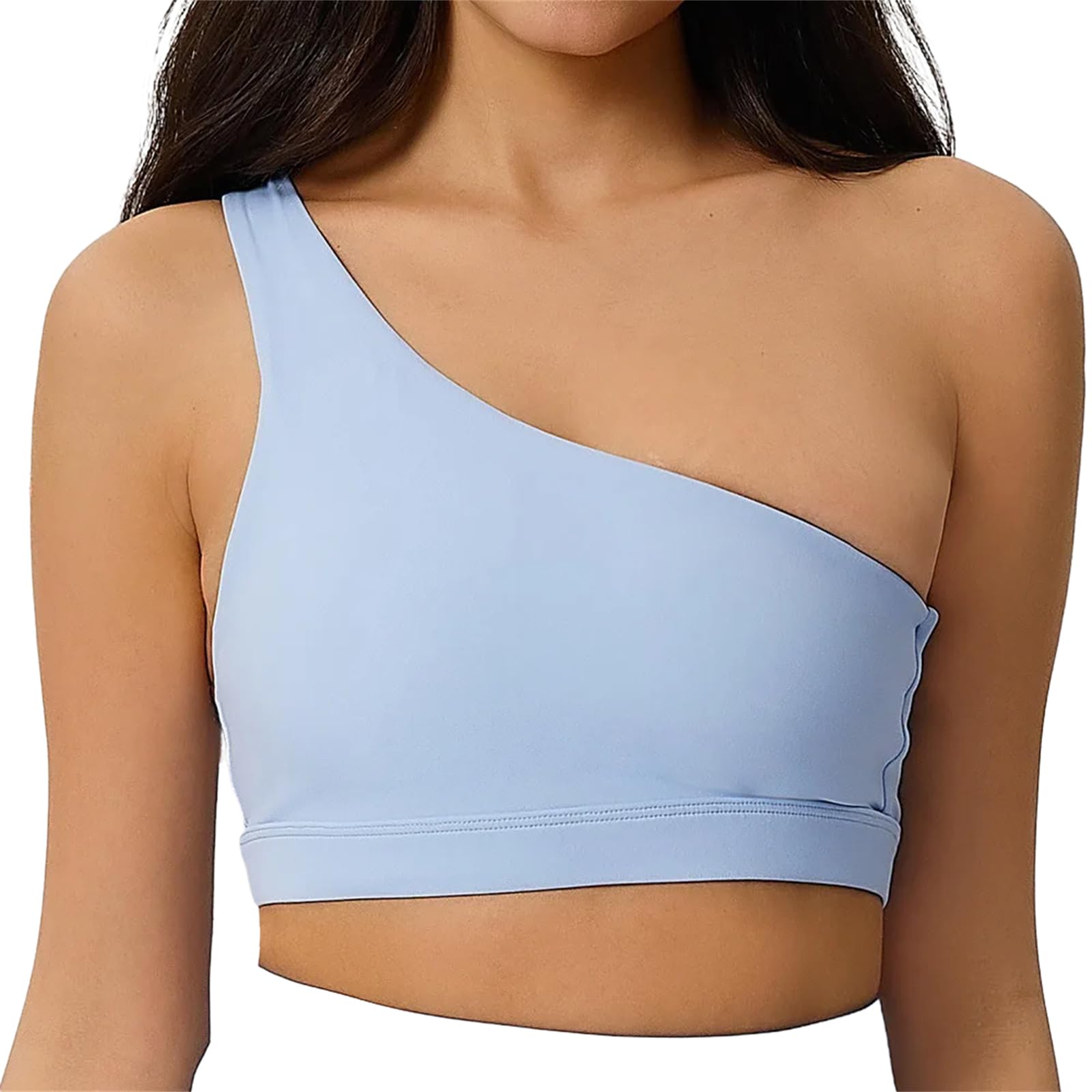 Women's One Shoulder Sports Bra, Shockproof, Quick Dry Crop Top Fitness Workout Training Bra