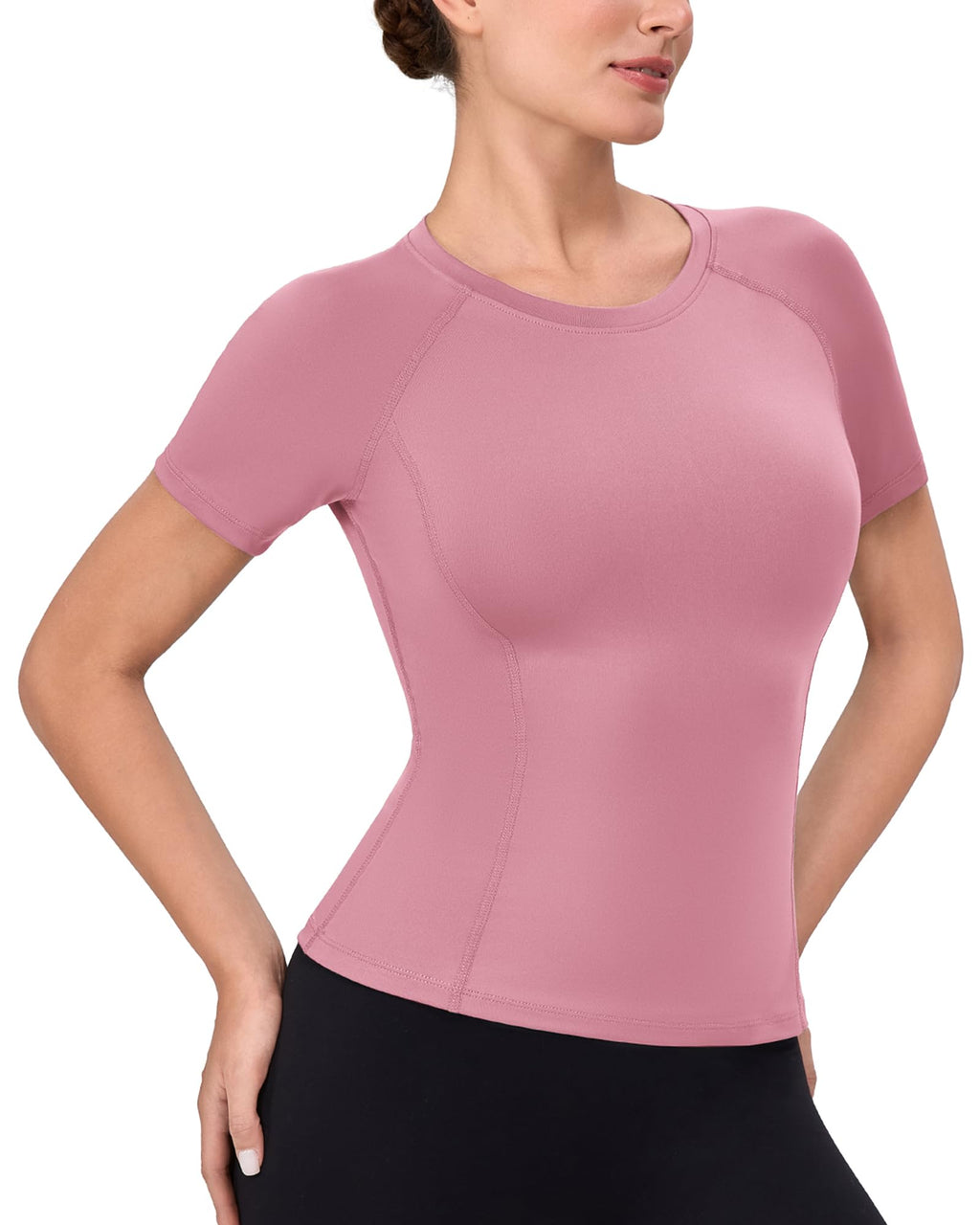 Women's Compression Short Sleeve, Workout Top/Dry Fit Gym Yoga Running Baselayer Shirt